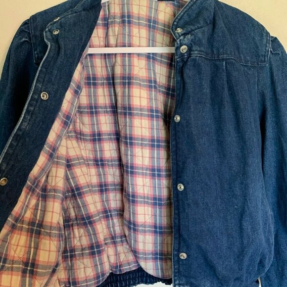 Vintage Womens Denim Jacket Blue Flannel Lined Large - Picture 10 of 10